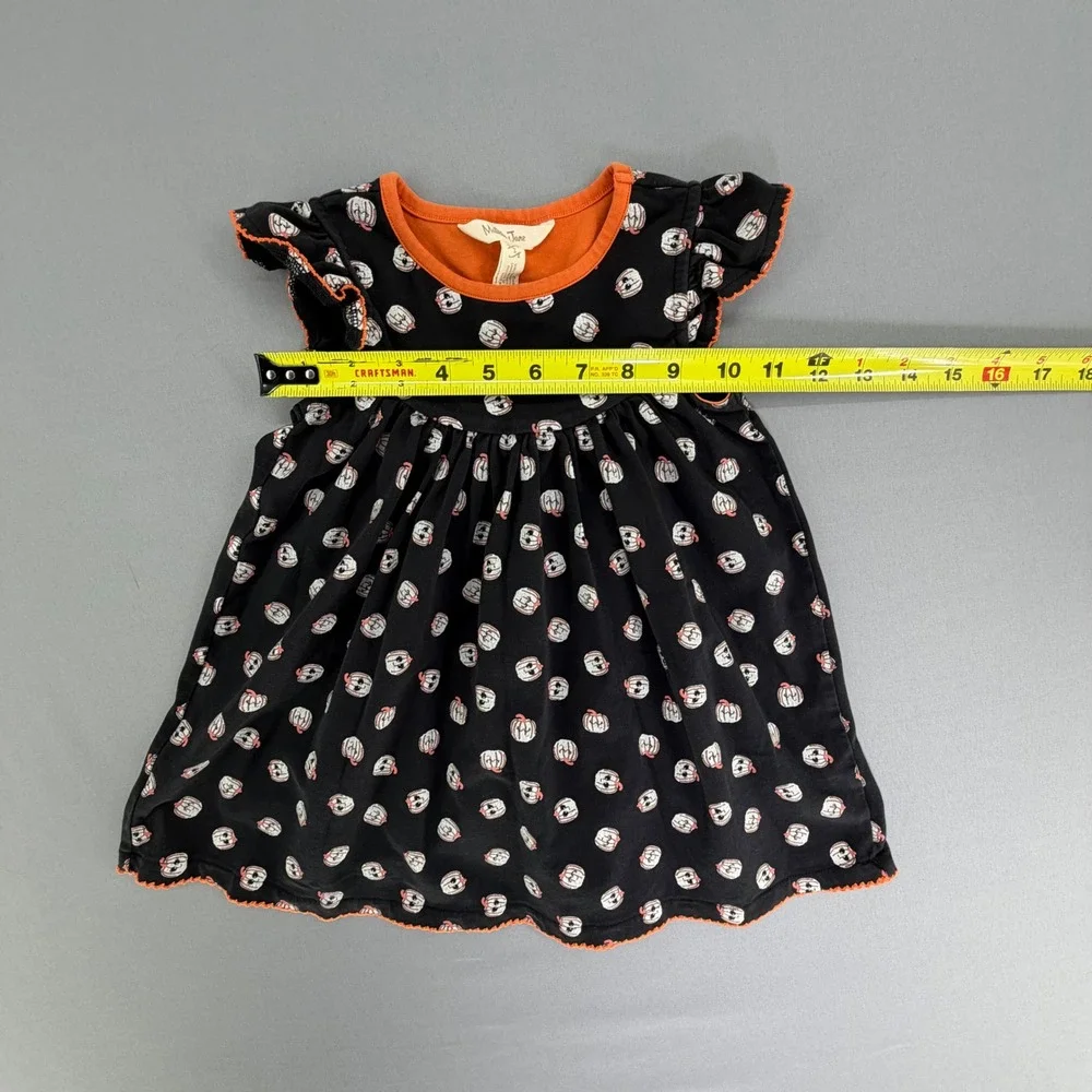 Matilda Jane Girls Black Orange Pumpkin Flutter Sleeve Halloween Dress Size 2T